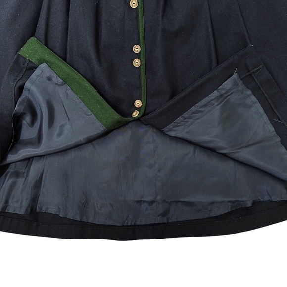 Bayerischer Bavaria Loden Vintage Wool Bavarian Skirt Navy Blue Size Small - Picture 6 of 6